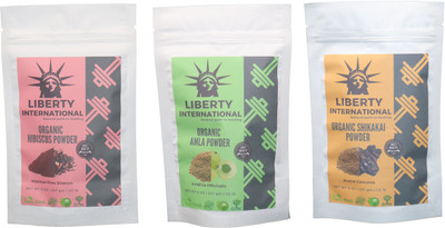 

LIBERTY INTERNATIONAL Hibiscus & Amla & Shikakai Powder ( 227 Gm Each ) For Face , Hair & Skin Care Certified C18(Set of 3)