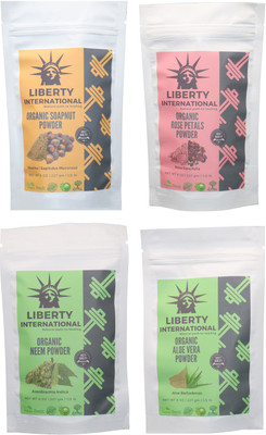 

LIBERTY INTERNATIONAL Soapnut & Rose & Neem & Aloevera Powder ( 227 Gm Each ) For Face , Hair & Skin Care Certified C18(Set of 4)