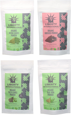 

LIBERTY INTERNATIONAL Heena & Hibiscus & Tulsi & Aloevera Powder ( 114 Gm Each ) For Face , Hair & Skin Care Certified C9 456 g(Set of 4)