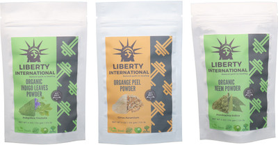 

LIBERTY INTERNATIONAL Indigo & Orange & Neem Powder ( 114 Gm Each ) For Face , Hair & Skin Care Certified C18(Set of 3)