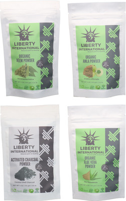 

LIBERTY INTERNATIONAL Neem & Amla & Charcoal & Aloevera Powder ( 114 Gm Each ) For Face , Hair & Skin Care Certified C9 456 g(Set of 4)