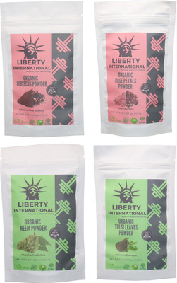 

LIBERTY INTERNATIONAL Hibiscus & Rose & Neem & Tulsi Powder ( 227 Gm Each ) For Face , Hair & Skin Care Certified C18(Set of 4)