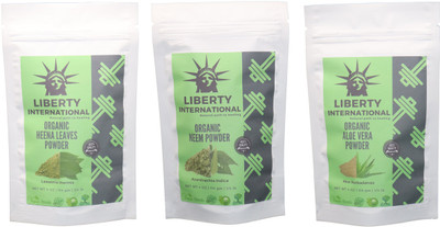 

LIBERTY INTERNATIONAL Heena & Neem & Aloevera Powder ( 114 Gm Each ) For Face , Hair & Skin Care Certified C18(Set of 3)