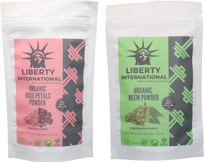 

LIBERTY INTERNATIONAL Rose & Neem Powder ( 227 Gm Each ) For Face , Hair & Skin Care Certified C18(Set of 2)