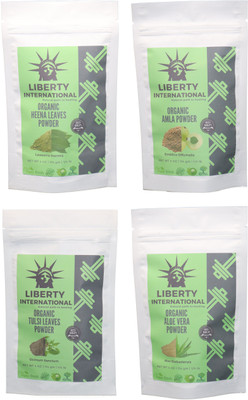 

LIBERTY INTERNATIONAL Heena & Amla & Tulsi & Aloevera Powder ( 114 Gm Each ) For Face , Hair & Skin Care Certified C18(Set of 4)