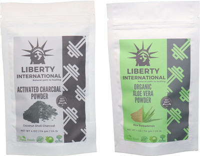

LIBERTY INTERNATIONAL Charcoal & Aloevera Powder ( 114 Gm Each ) For Face , Hair & Skin Care Certified C18(Set of 2)