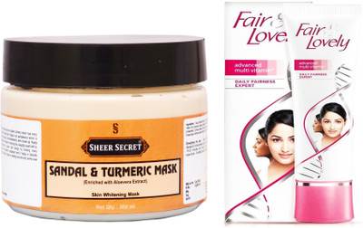 

Sheer Secret Sandal & Turmeric Mask 300ml and Fair & Lovely Advance Multi Vitamin Cream 80 Grams(Set of 2)