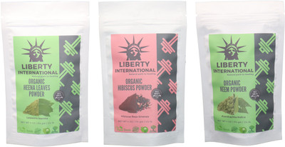 

LIBERTY INTERNATIONAL Heena & Hibiscus & Neem Powder ( 114 Gm Each ) For Face , Hair & Skin Care Certified C18(Set of 3)
