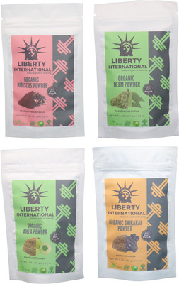 

LIBERTY INTERNATIONAL Hibiscus & Neem & Amla & Shikakai Powder ( 227 Gm Each ) For Face , Hair & Skin Care Certified C18(Set of 4)
