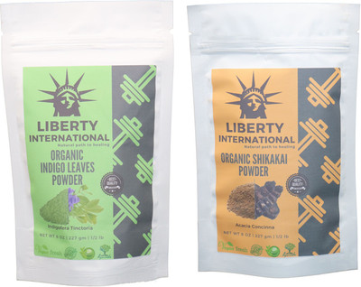 

LIBERTY INTERNATIONAL Indigo & Shikakai Powder ( 227 Gm Each ) For Face , Hair & Skin Care Certified C18(Set of 2)