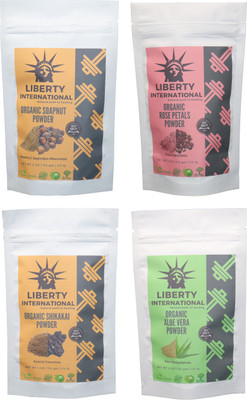 

LIBERTY INTERNATIONAL Soapnut & Rose & Shikakai & Aloevera Powder ( 114 Gm Each ) For Face , Hair & Skin Care Certified C9 456 g(Set of 4)