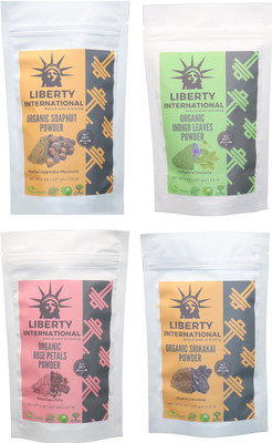 

LIBERTY INTERNATIONAL Soapnut & Indigo & Rose & Shikakai Powder ( 227 Gm Each ) For Face , Hair & Skin Care Certified C18(Set of 4)