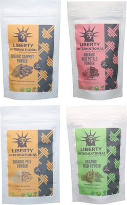 

LIBERTY INTERNATIONAL Soapnut & Rose & Orange & Neem Powder ( 114 Gm Each ) For Face , Hair & Skin Care Certified C18(Set of 4)