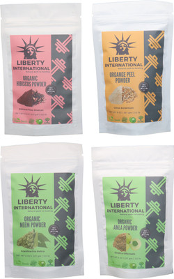 

LIBERTY INTERNATIONAL Hibiscus & Orange & Neem & Amla Powder ( 227 Gm Each ) For Face , Hair & Skin Care Certified C18(Set of 4)