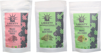 

LIBERTY INTERNATIONAL Rose & Neem & Amla Powder ( 227 Gm Each ) For Face , Hair & Skin Care Certified C18(Set of 3)