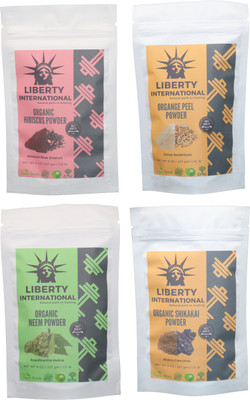 

LIBERTY INTERNATIONAL Hibiscus & Orange & Neem & Shikakai Powder ( 227 Gm Each ) For Face , Hair & Skin Care Certified C9 912 g(Set of 4)