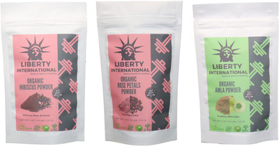 

LIBERTY INTERNATIONAL Hibiscus & Rose & Amla Powder ( 114 Gm Each ) For Face , Hair & Skin Care Certified C18(Set of 3)