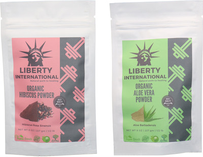 

LIBERTY INTERNATIONAL Hibiscus & Aloevera Powder ( 227 Gm Each ) For Face , Hair & Skin Care Certified C18(Set of 2)