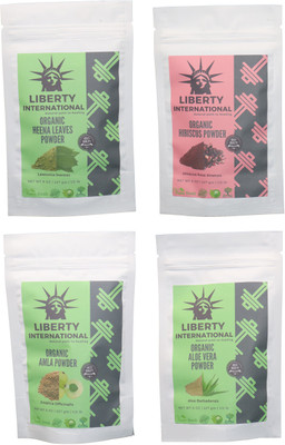 

LIBERTY INTERNATIONAL Heena & Hibiscus & Amla & Aloevera Powder ( 227 Gm Each ) For Face , Hair & Skin Care Certified C18(Set of 4)