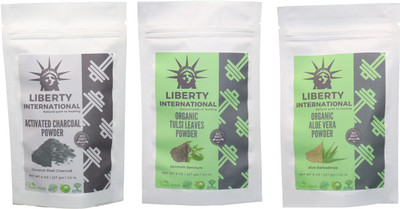 

LIBERTY INTERNATIONAL Charcoal & Tulsi & Aloevera Powder ( 227 Gm Each ) For Face , Hair & Skin Care Certified C10(684 g)