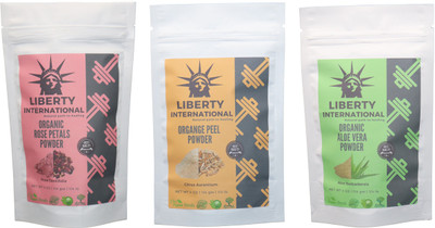 

LIBERTY INTERNATIONAL Rose & Orange & Aloevera Powder ( 114 Gm Each ) For Face , Hair & Skin Care Certified C18(Set of 3)