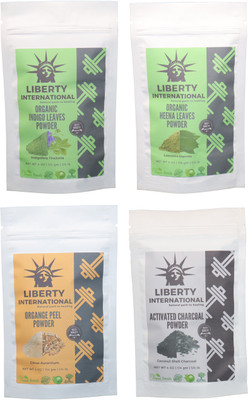 

LIBERTY INTERNATIONAL Indigo & Heena & Orange & Charcoal Powder ( 114 Gm Each ) For Face , Hair & Skin Care(Set of 4)