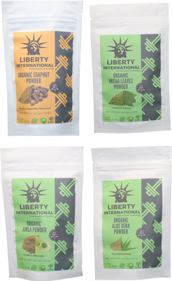 

LIBERTY INTERNATIONAL Soapnut & Heena & Amla & Aloevera Powder ( 227 Gm Each ) For Face , Hair & Skin Care Certified C18(Set of 4)