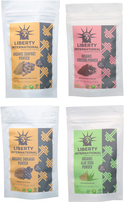 

LIBERTY INTERNATIONAL Soapnut & Hibiscus & Shikakai & Aloevera Powder ( 227 Gm Each ) For Face , Hair & Skin Care Certified C18(Set of 4)