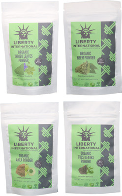 

LIBERTY INTERNATIONAL Indigo & Neem & Amla & Tulsi Powder ( 227 Gm Each ) For Face , Hair & Skin Care Certified C18(Set of 4)