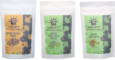 

LIBERTY INTERNATIONAL Soapnut & Indigo & Amla Powder ( 114 Gm Each ) For Face , Hair & Skin Care Certified C18(Set of 3)