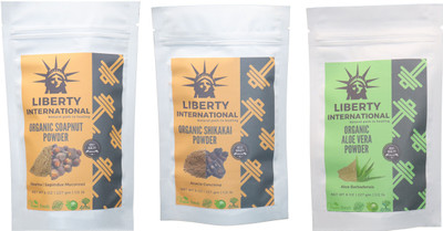 

LIBERTY INTERNATIONAL Soapnut & Shikakai & Aloevera Powder ( 227 Gm Each ) For Face , Hair & Skin Care Certified C18(Set of 3)