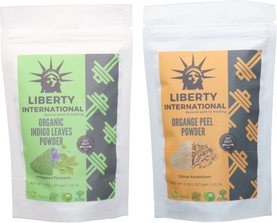 

LIBERTY INTERNATIONAL Indigo & Orange Powder ( 227 Gm Each ) For Face , Hair & Skin Care Certified C18(Set of 2)