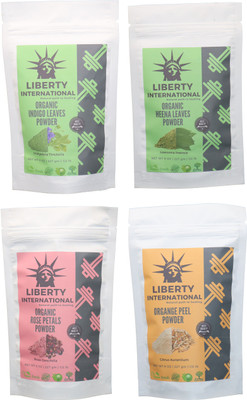 

LIBERTY INTERNATIONAL Indigo & Heena & Rose & Orange Powder ( 227 Gm Each ) For Face , Hair & Skin Care Certified C18(Set of 4)
