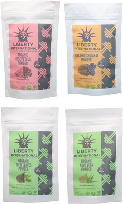 

LIBERTY INTERNATIONAL Rose & Shikakai & Tulsi & Aloevera Powder ( 227 Gm Each ) For Face , Hair & Skin Care Certified C18(Set of 4)