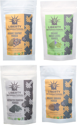 

LIBERTY INTERNATIONAL Soapnut & Indigo & Charcoal & Shikakai Powder ( 227 Gm Each ) For Face , Hair & Skin Care(Set of 4)