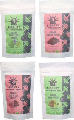

LIBERTY INTERNATIONAL Indigo & Hibiscus & Rose & Amla Powder ( 114 Gm Each ) For Face , Hair & Skin Care Certified C9 456 g(Set of 4)