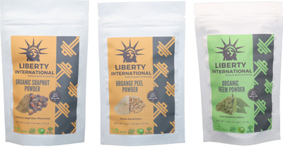 

LIBERTY INTERNATIONAL Soapnut & Orange & Neem Powder ( 114 Gm Each ) For Face , Hair & Skin Care Certified C18(Set of 3)