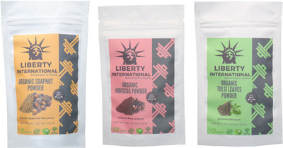 

LIBERTY INTERNATIONAL Soapnut & Hibiscus & Tulsi Powder ( 227 Gm Each ) For Face , Hair & Skin Care(Set of 3)