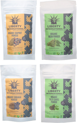 

LIBERTY INTERNATIONAL Soapnut & Neem & Shikakai & Tulsi Powder ( 227 Gm Each ) For Face , Hair & Skin Care Certified C18(Set of 4)