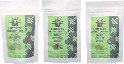 

LIBERTY INTERNATIONAL Indigo & Tulsi & Aloevera Powder ( 227 Gm Each ) For Face , Hair & Skin Care Certified C18(Set of 3)