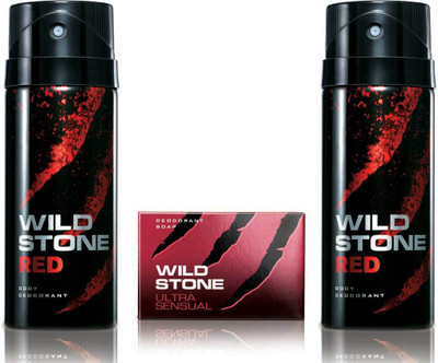 

Wild Stone 2 Red Deodorant and 75gm Ultra Sensual Soap(Set of 3)