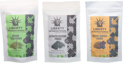 

LIBERTY INTERNATIONAL Neem & Charcoal & Shikakai Powder ( 114 Gm Each ) For Face , Hair & Skin Care Certified C9 342 g(Set of 3)