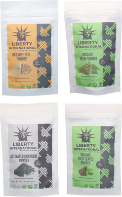 

LIBERTY INTERNATIONAL Orange & Neem & Charcoal & Tulsi Powder ( 114 Gm Each ) For Face , Hair & Skin Care Certified C18(Set of 4)
