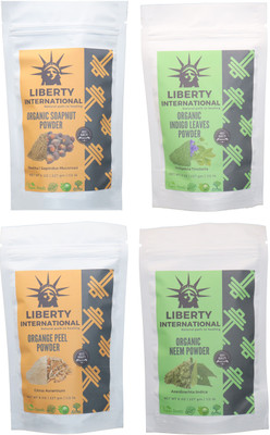 

LIBERTY INTERNATIONAL Soapnut & Indigo & Orange & Neem Powder ( 227 Gm Each ) For Face , Hair & Skin Care Certified C18(Set of 4)