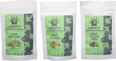

LIBERTY INTERNATIONAL Neem & Amla & Tulsi Powder ( 227 Gm Each ) For Face , Hair & Skin Care Certified C18(Set of 3)