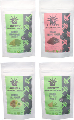 

LIBERTY INTERNATIONAL Heena & Hibiscus & Amla & Aloevera Powder ( 114 Gm Each ) For Face , Hair & Skin Care Certified C18(Set of 4)
