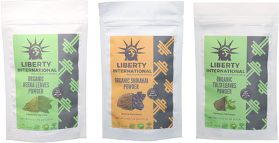 

LIBERTY INTERNATIONAL Heena & Shikakai & Tulsi Powder ( 114 Gm Each ) For Face , Hair & Skin Care Certified C18(Set of 3)