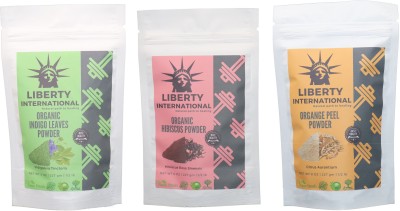 

LIBERTY INTERNATIONAL Indigo & Hibiscus & Orange Powder ( 227 Gm Each ) For Face , Hair & Skin Care Certified C18(Set of 3)