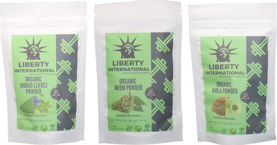 

LIBERTY INTERNATIONAL Indigo & Neem & Amla Powder ( 227 Gm Each ) For Face , Hair & Skin Care Certified C18(Set of 3)