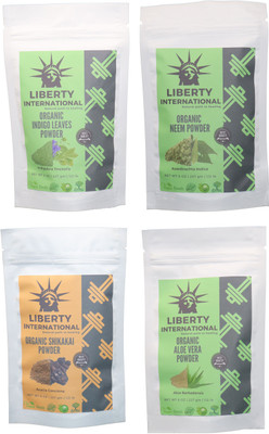 

LIBERTY INTERNATIONAL Indigo & Neem & Shikakai & Aloevera Powder ( 227 Gm Each ) For Face , Hair & Skin Care Certified C18(Set of 4)